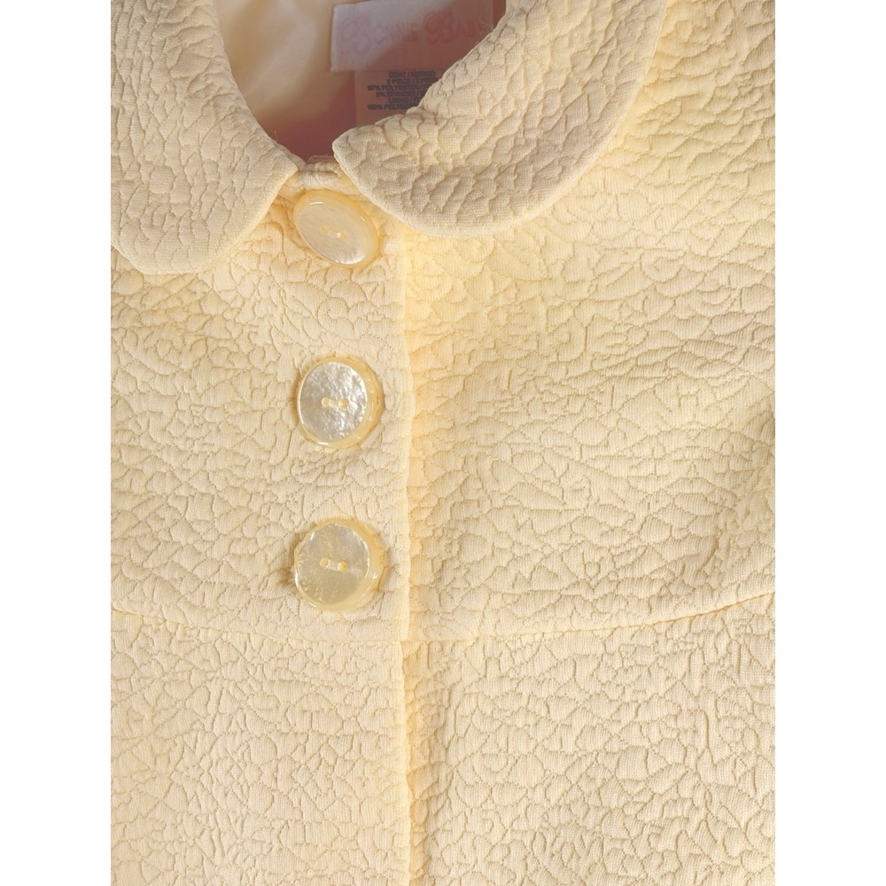 Girls 18M Yellow Textured‎ Coat Peter Pan Collar Button Front Lined Swing - Picture 2 of 8